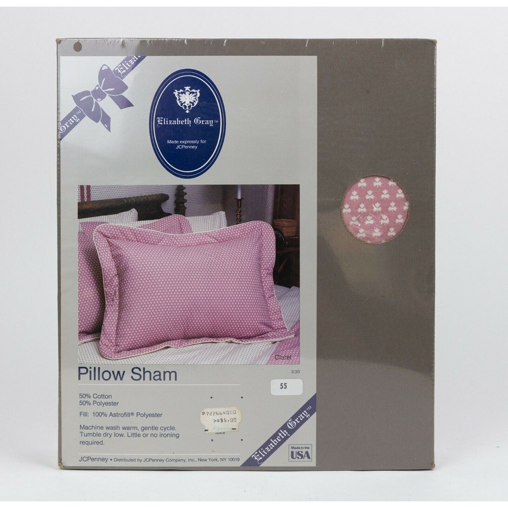 Elizabeth Gray Floral Print Claret Pink Pillow Sham NEW JC Penney Exclusive